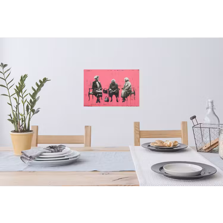 Graffiti - Vintage - Zwart - Street art - Roze - Banksy Muursticker klein -eettafel