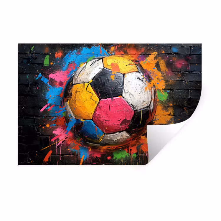 Graffiti - Voetbal - Muur - Street art - Sport Muursticker klein -3d