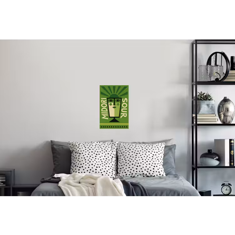 Grafisch - Art - Cocktail - Groen Muursticker klein -slaapkamer