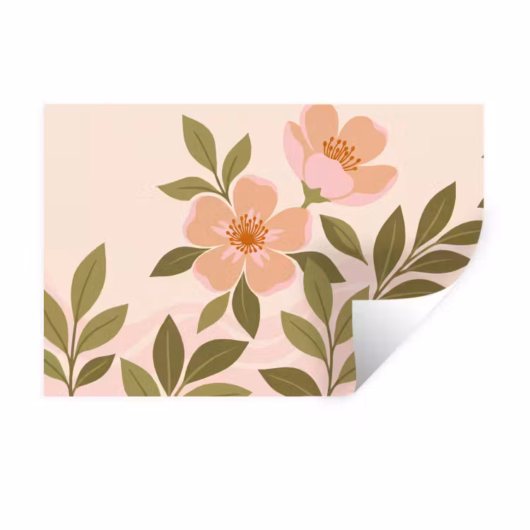 Grafisch - Bloemen - Roze Muursticker klein -3d