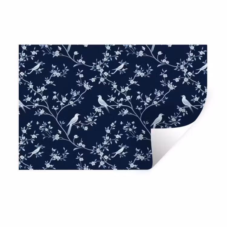 Grafisch - Bloesemtak - Blauw Muursticker klein 286 -3d