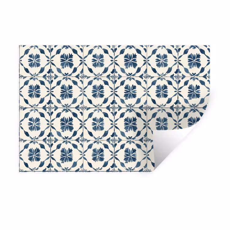 Grafisch - Tegel - Blauw Muursticker klein 286 -3d