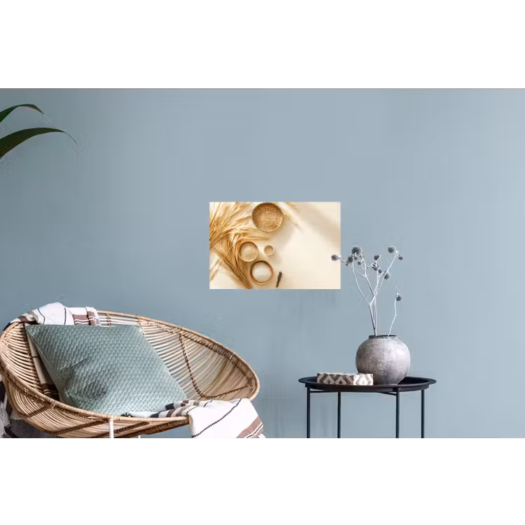 Granen - Hout - Kom - Beige Muursticker klein -plant