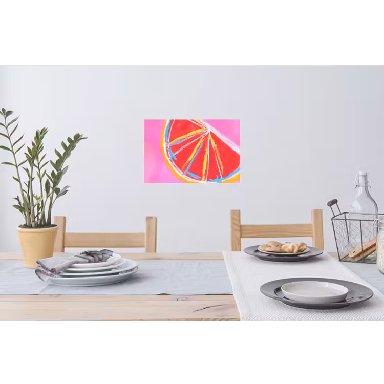 Grapefruit - Geschilderd - Roze - Strepen Muursticker klein -eettafel