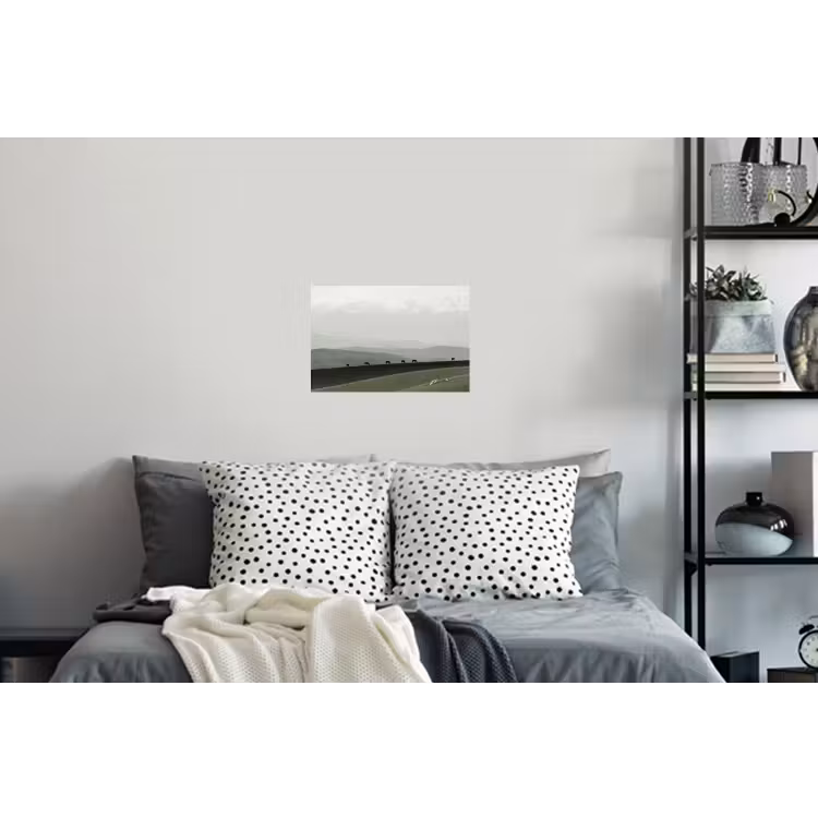 Grijs - Berg - Paarden Muursticker klein -slaapkamer