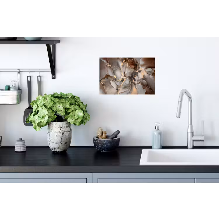 Grijs - Goud - Marmer - Marmerlook Muursticker klein -keuken