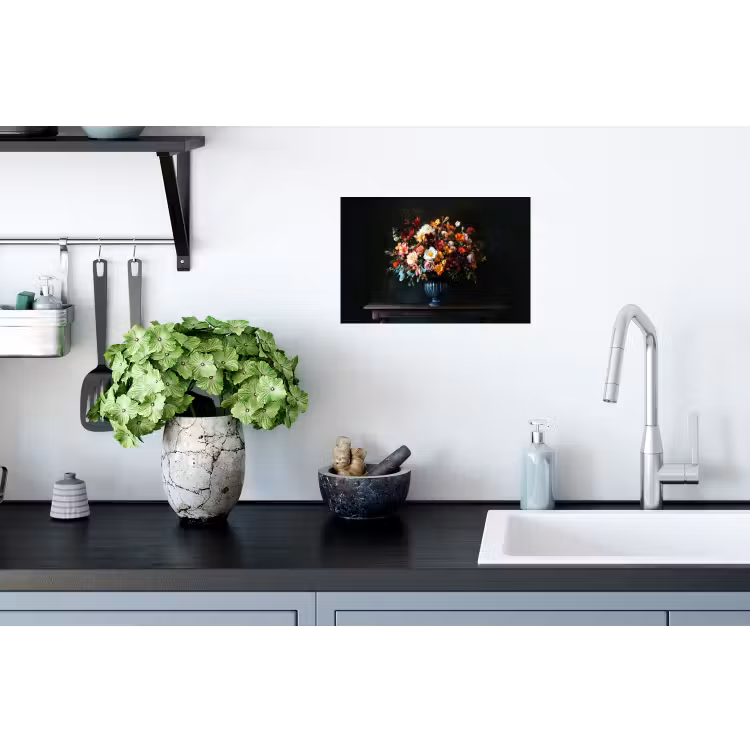 Groot - Bloemen - Vaas - Boeket Muursticker klein -keuken