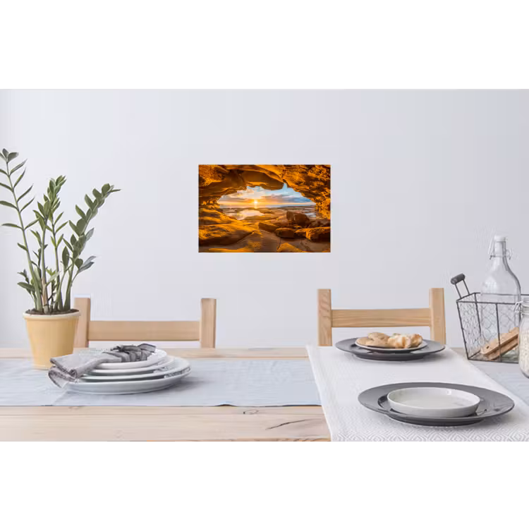 Grot - Zee - Horizon - Zonsondergang Muursticker klein -eettafel