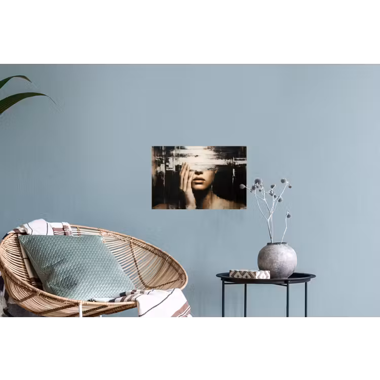 Hand - Gezicht - Strepen - Abstract Muursticker klein -plant