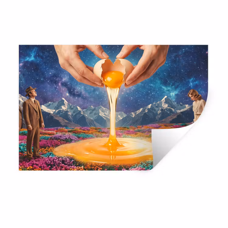 Muursticker - Handen - Ei - Surrealisme - Handen - Ei - Surrealisme Muursticker klein