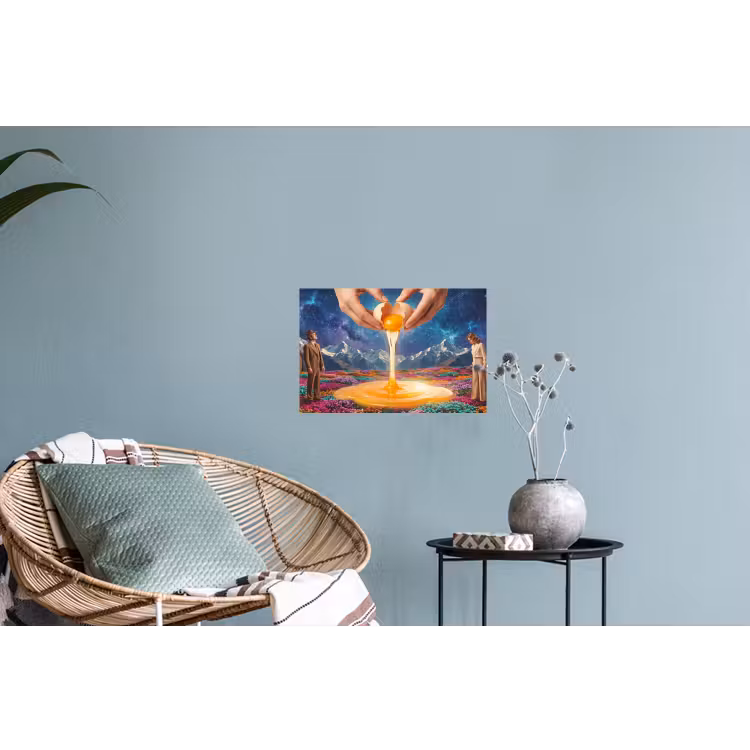 Muursticker - Handen - Ei - Surrealisme - Handen - Ei - Surrealisme Muursticker klein
