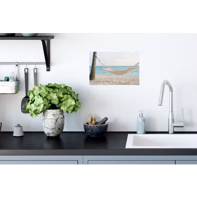 Hangmat - Strand - Wit Muursticker klein -keuken