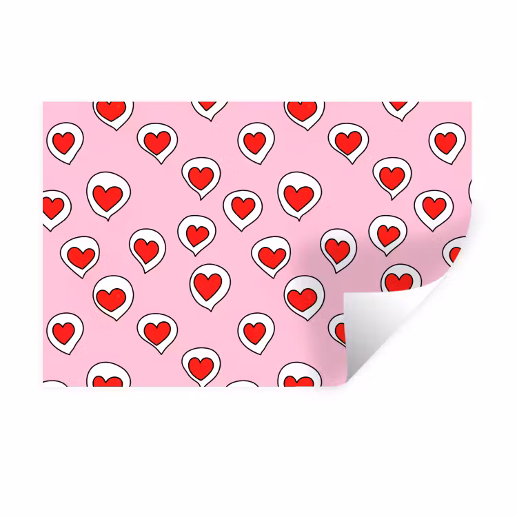 Hartjes - Patroon - Rood Muursticker klein 286 -3d