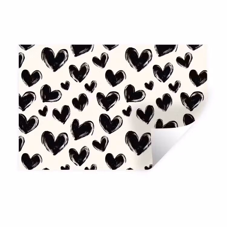 Hartjes - Patroon - Zwart Muursticker klein 286 -3d