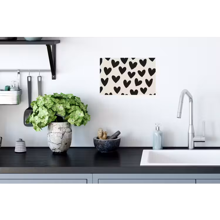 Hartjes - Zwart - Beige Muursticker klein -keuken