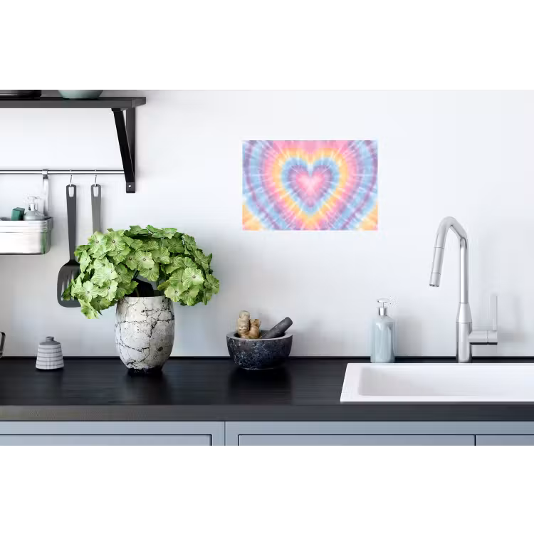 Hartvorm - Pastelkleuren - Tie Dye Muursticker klein -keuken