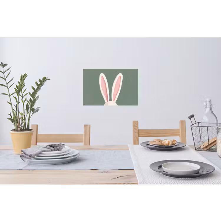 Hazen - Oren - Roze Muursticker klein -eettafel