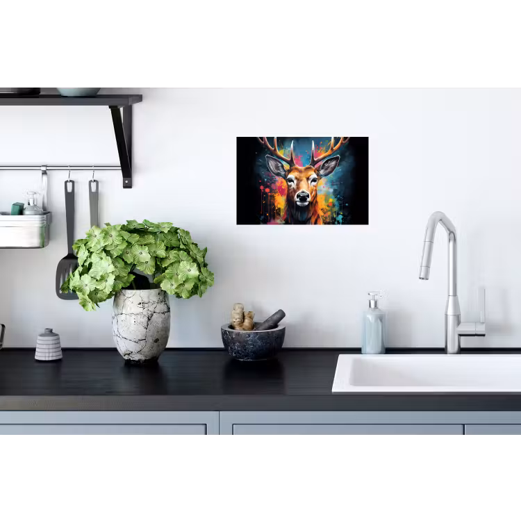 Hert - Graffiti - Dieren - Kleuren Muursticker klein -keuken