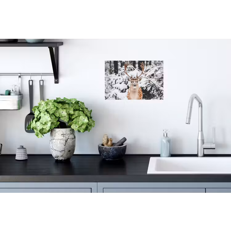 Hert - Sneeuw - Winter - Bos - Dieren Muursticker klein -keuken