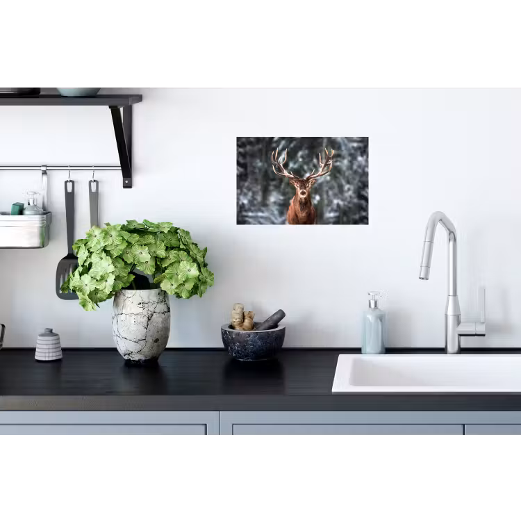 Hert - Winter - Sneeuw - Bos - Natuur - Dier Muursticker klein -keuken