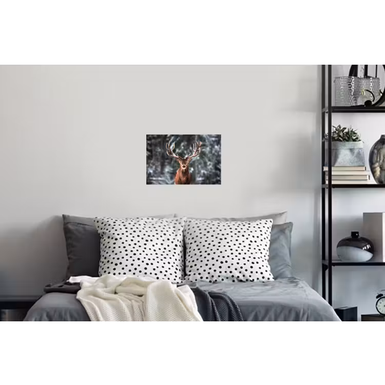 Hert - Winter - Sneeuw - Bos - Natuur - Dier Muursticker klein -slaapkamer