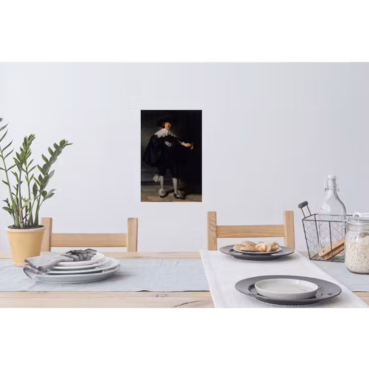 Het huwelijksportret van Marten Soolmans - Rembrandt van Rijn Muursticker klein -eettafel