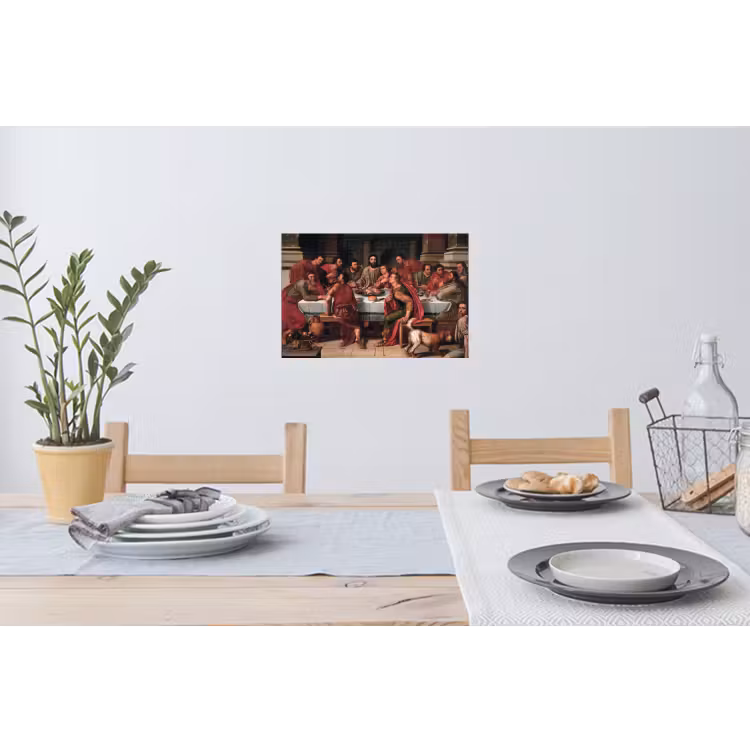 Het laatste avondmaal - Schilderij van Willem Key Muursticker klein -eettafel