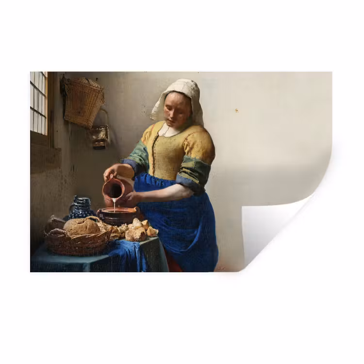 Het melkmeisje - Kunst - Oude meesters - Vermeer Muursticker klein -3d