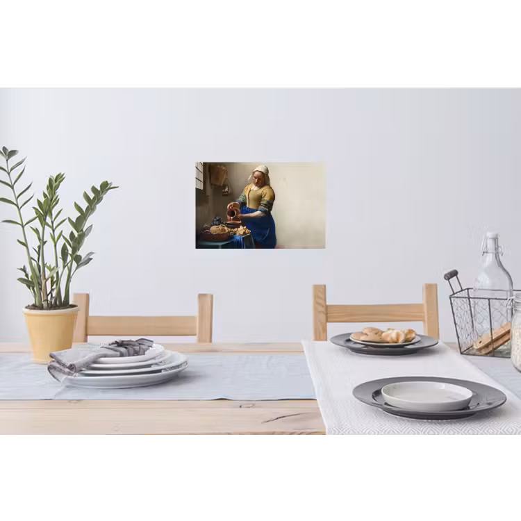 Het melkmeisje - Kunst - Oude meesters - Vermeer Muursticker klein -eettafel
