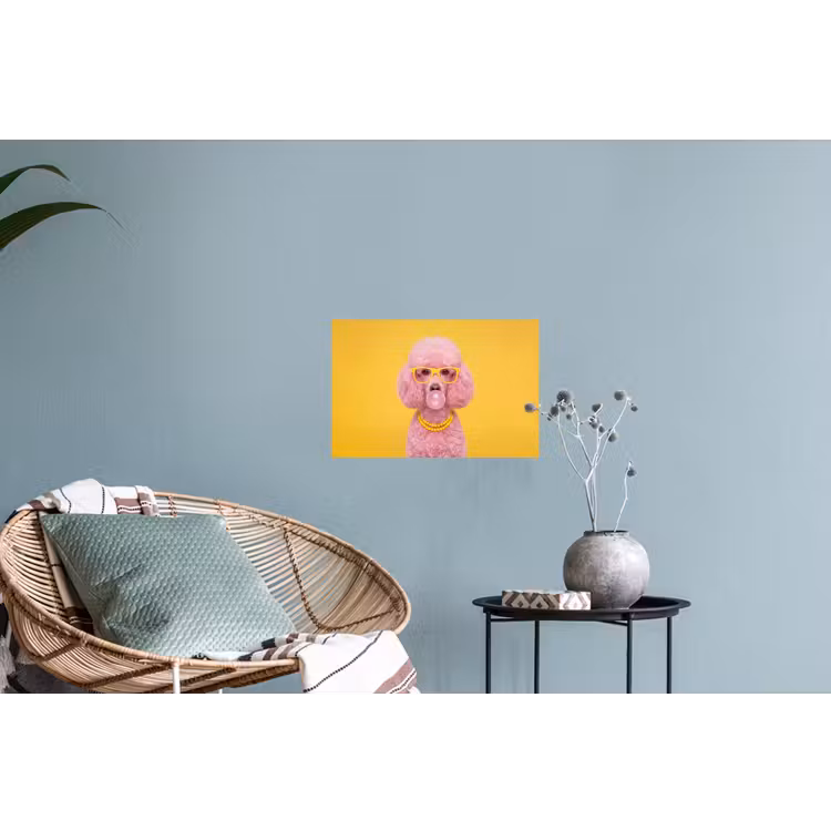 Hond - Kauwgum - Dieren - Modern - Roze Muursticker klein -plant