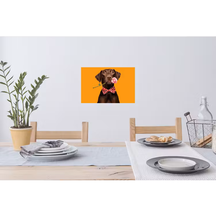 Hond - Oranje - Roos - Valentijn Muursticker klein -eettafel
