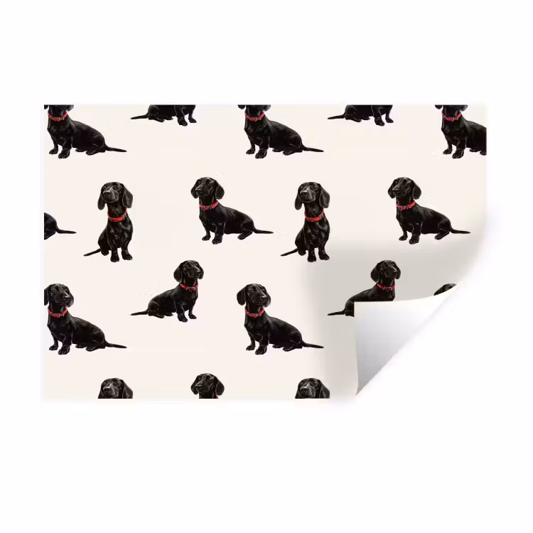 Hond - Patroon - Zwart Muursticker klein 286 -3d