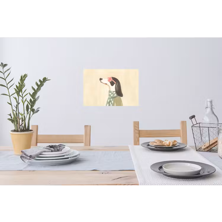 Hond - Zonnebril - Sjaal Muursticker klein -eettafel