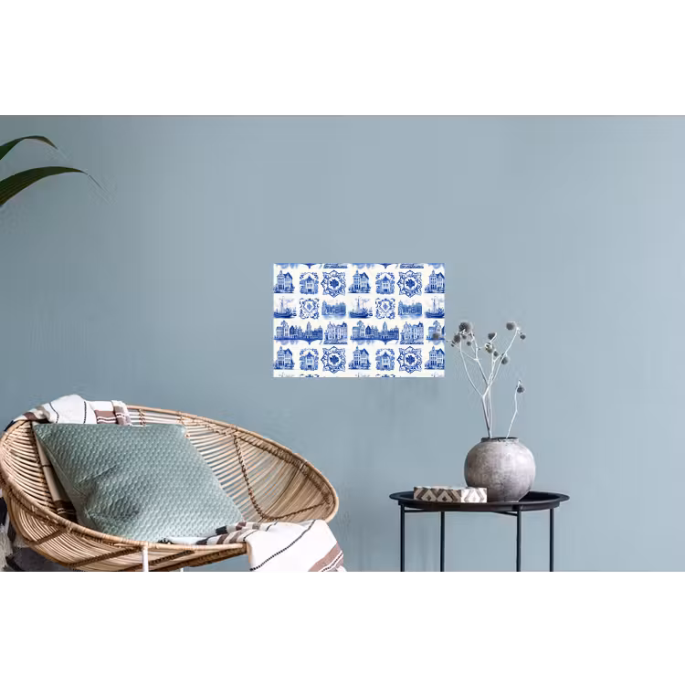 Huizen - Schepen - Blauw Muursticker klein 286 -plant
