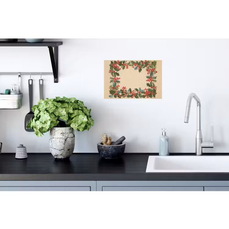 Hulstrand - Bessen - Beige Muursticker klein -keuken