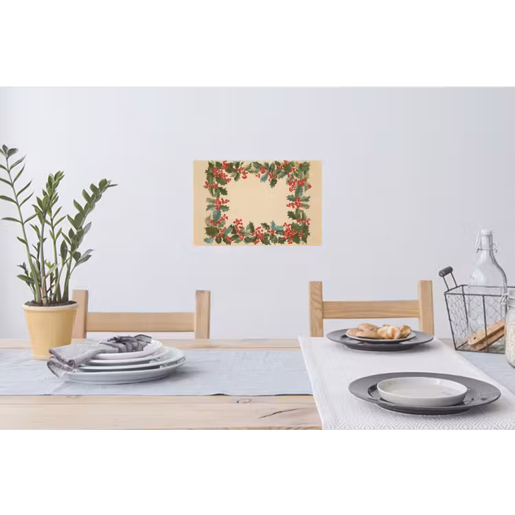Hulstrand - Bessen - Beige Muursticker klein -eettafel