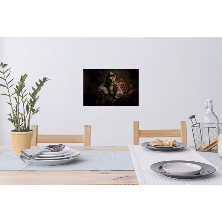 Ijsbeer - Hoed - Bril - Stoel Muursticker klein -eettafel
