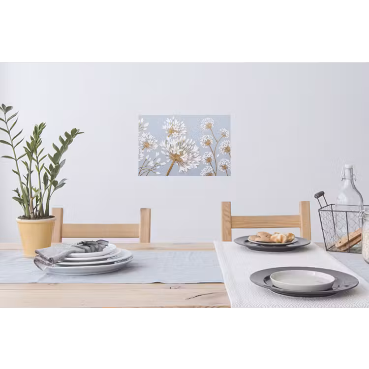 Illustratie - Bloemen - Blauw Muursticker klein -eettafel