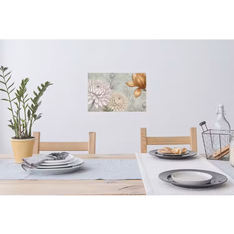 Illustratie - Bloemen - Groen Muursticker klein -eettafel