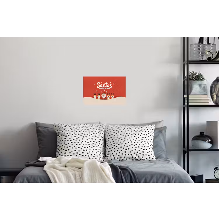 Illustratie - Kerstman - Rendieren - Rood Muursticker klein -slaapkamer