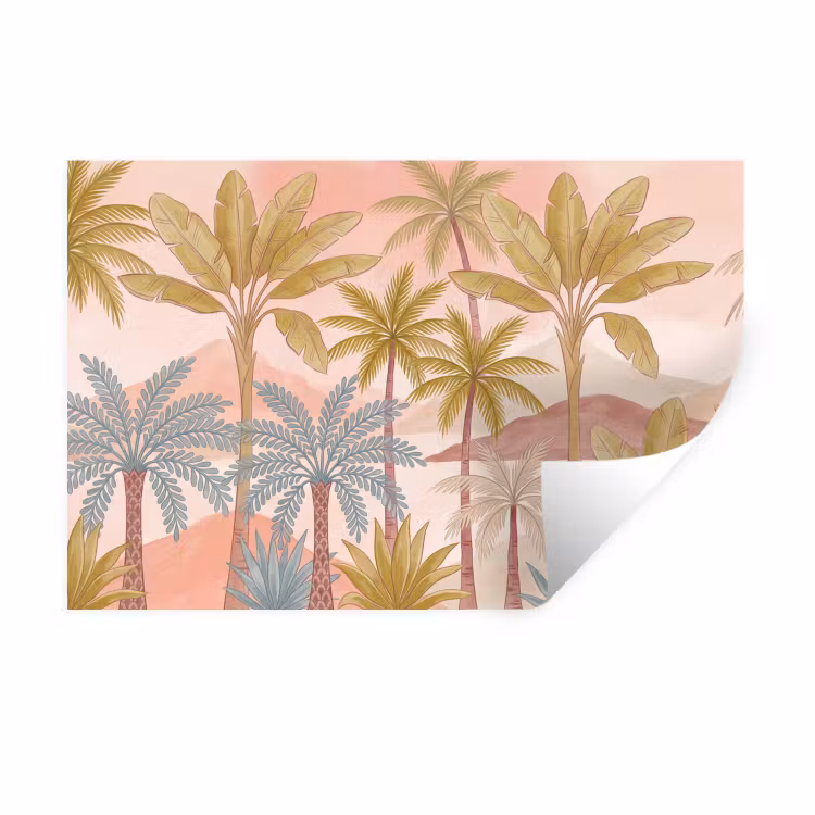 Illustratie - Palmbomen - Kleurrijk Muursticker klein -3d