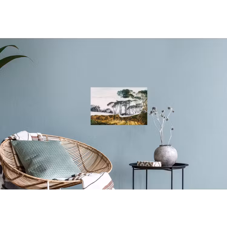 Italiaans landschap parasoldennen - Kunst - Hendrik Voogd - Schilderij - Zwart wit - Oude meesters Muursticker klein -plant