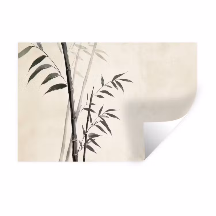 Japandi - Bamboe - Beige Muursticker klein -3d