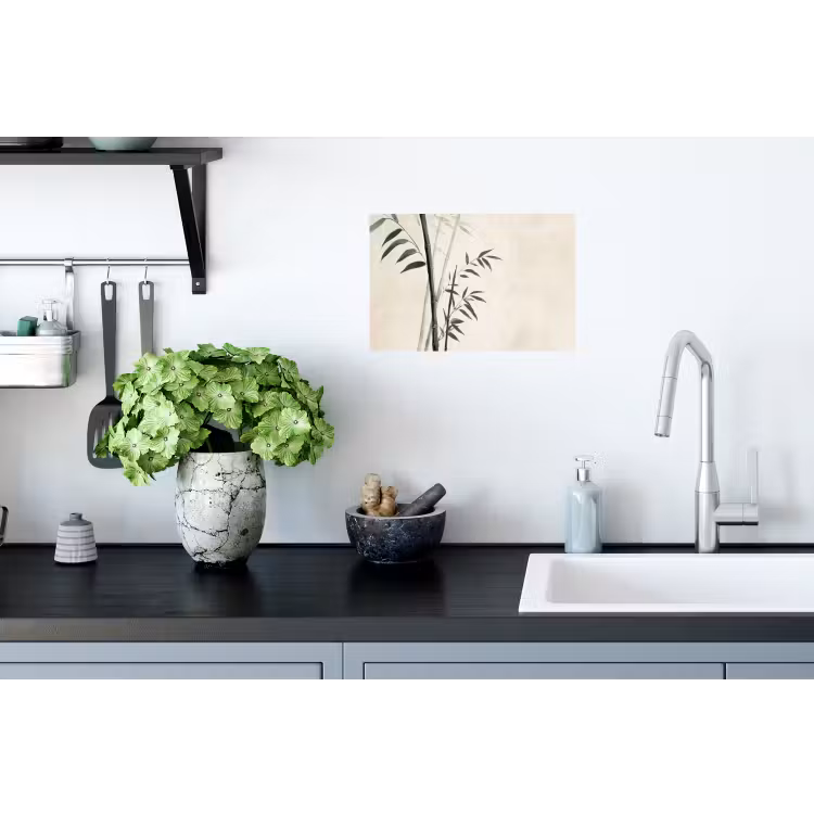 Japandi - Bamboe - Beige Muursticker klein -keuken