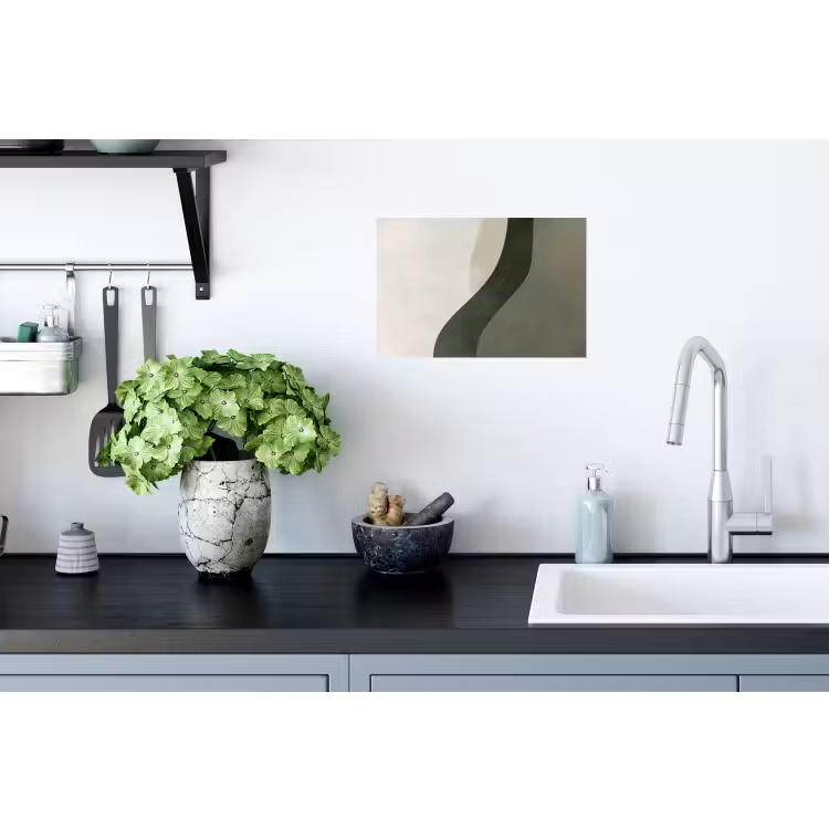 Japandi - Groen - Abstract - Modern Muursticker klein -keuken