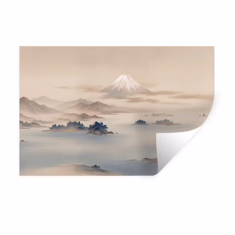 Japans - Landschap - Beige Muursticker klein -3d