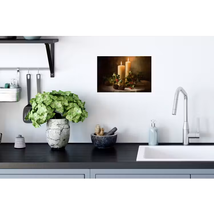 Kaarslicht - Kerst - Veelkleurig Muursticker klein -keuken