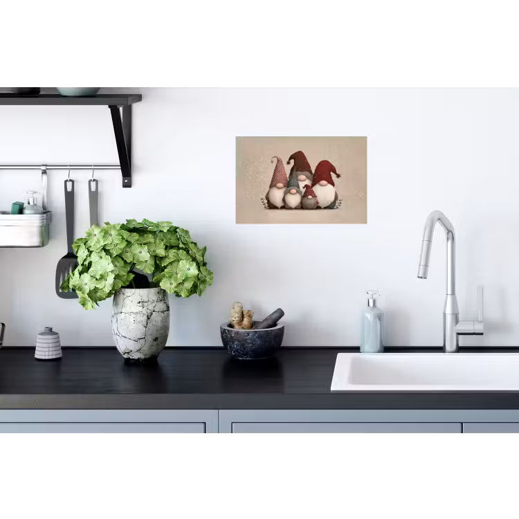 Kabouters - Kerst - Sneeuw - Puntmutsen Muursticker klein -keuken