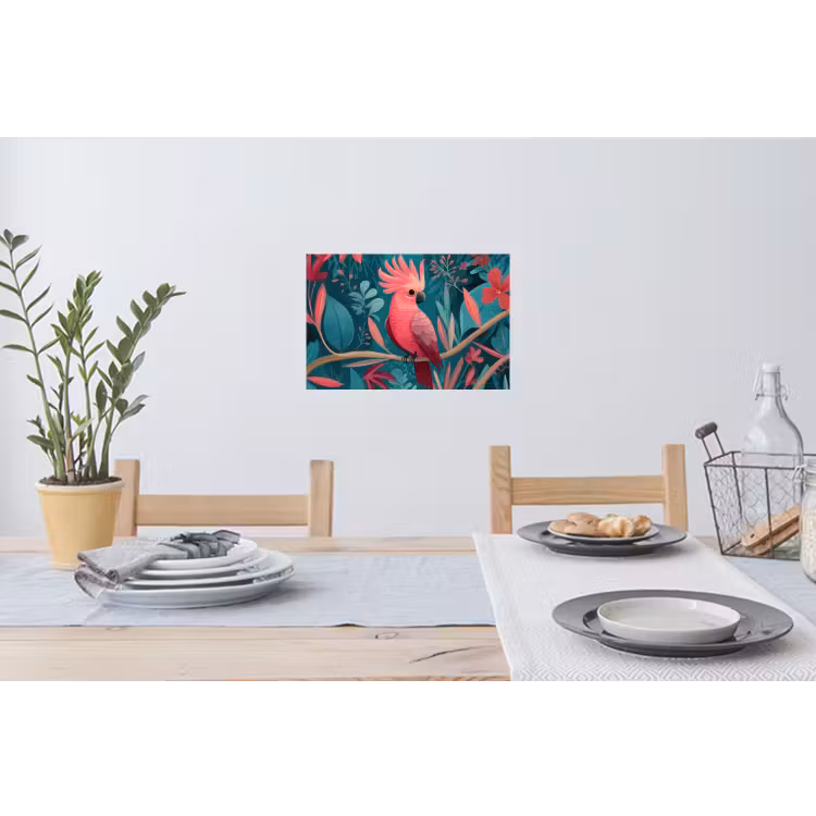 Kaketoe - Tropische bladeren - Tak Muursticker klein -eettafel