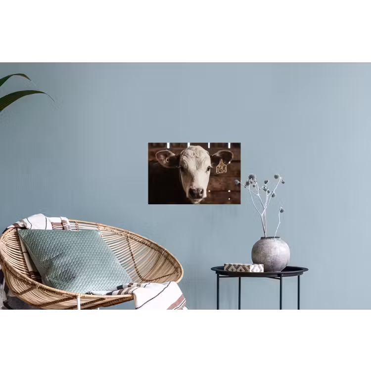 Kalf - Oormerk - Houten stal Muursticker klein -plant